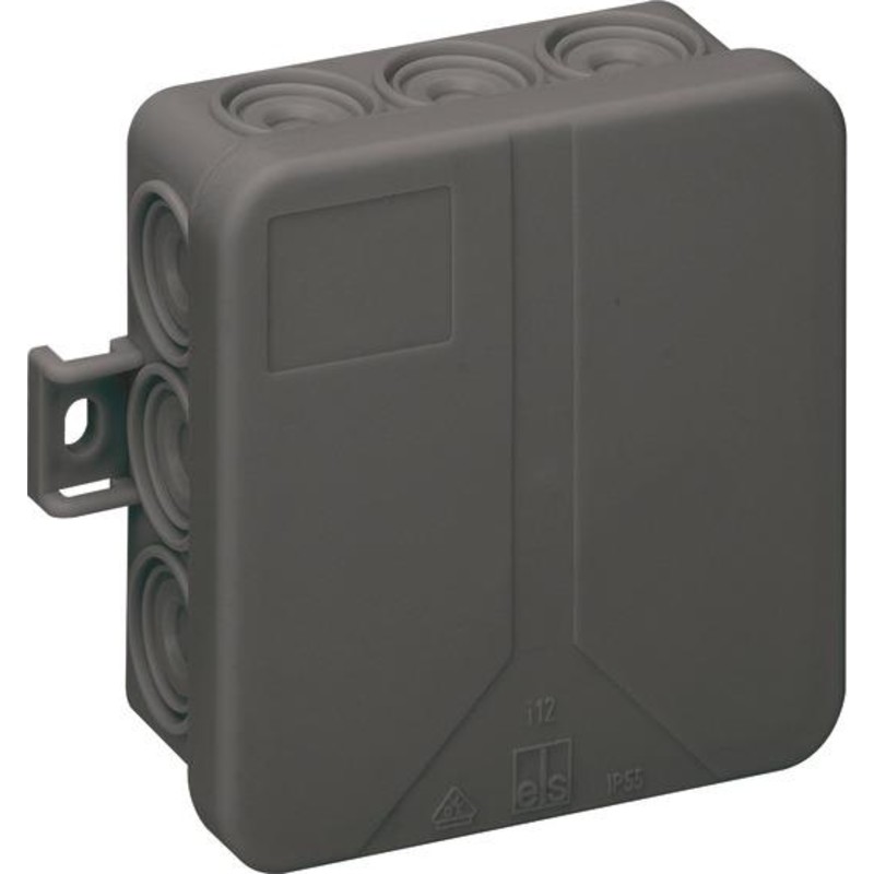 Forgreningsdse sort, 12 indfringer, 85 x 85 x 37 mm, IP55