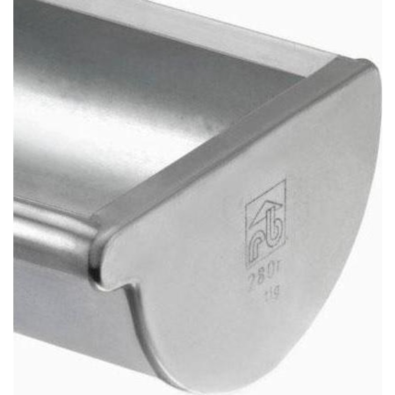 VM Zinc Endebund til højre. 333 mm. 1/2-rund. Valsblank -Tages ikke retur-