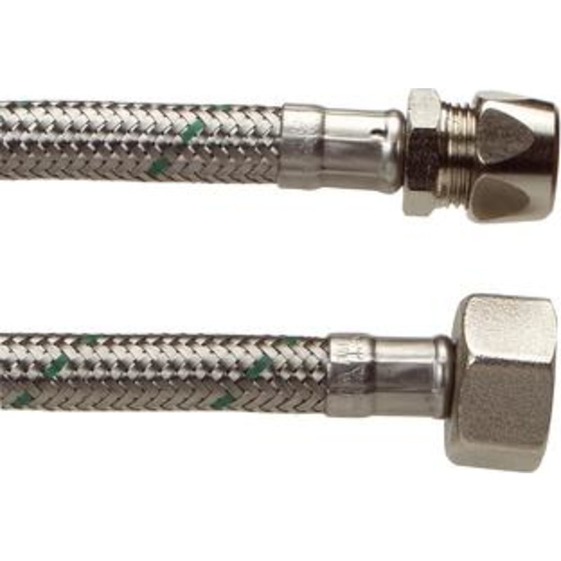 Anslutningsslang i rostfri stålfläta 1/2" - 10 mm. - 400 mm