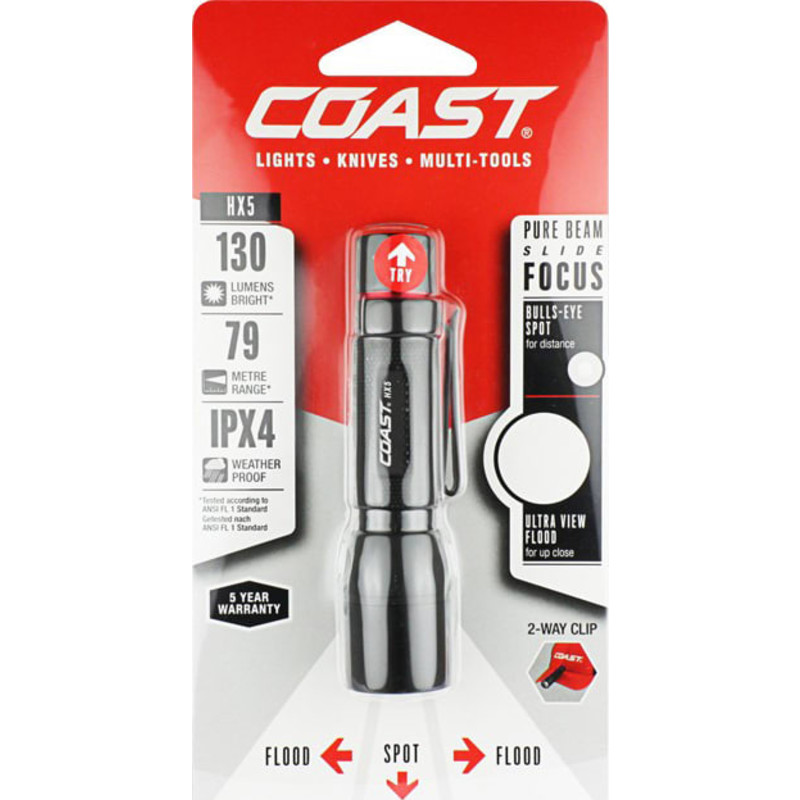 COAST HX5 flashlight with one-hand focus - in gift box - Lommelygte