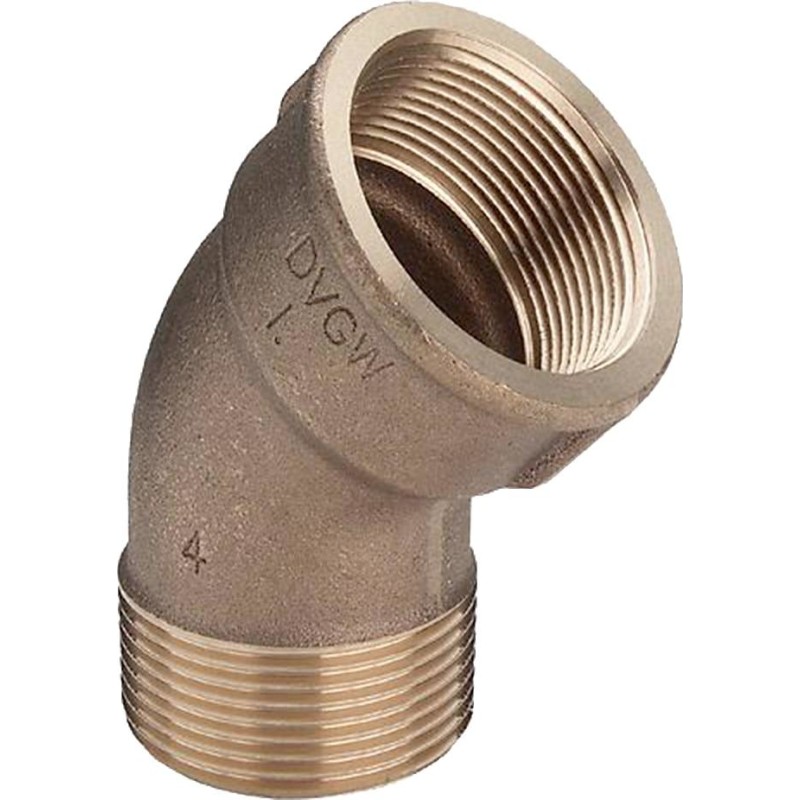 Vinkel 1/2" rdgods silicium bronze, 45, muffe/nippel