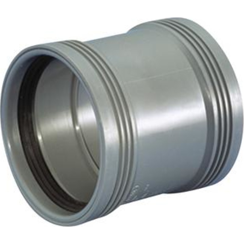 HC pp dobbeltmuffe 75mm 75mm grå PP Wafix dobbeltmuffe HT