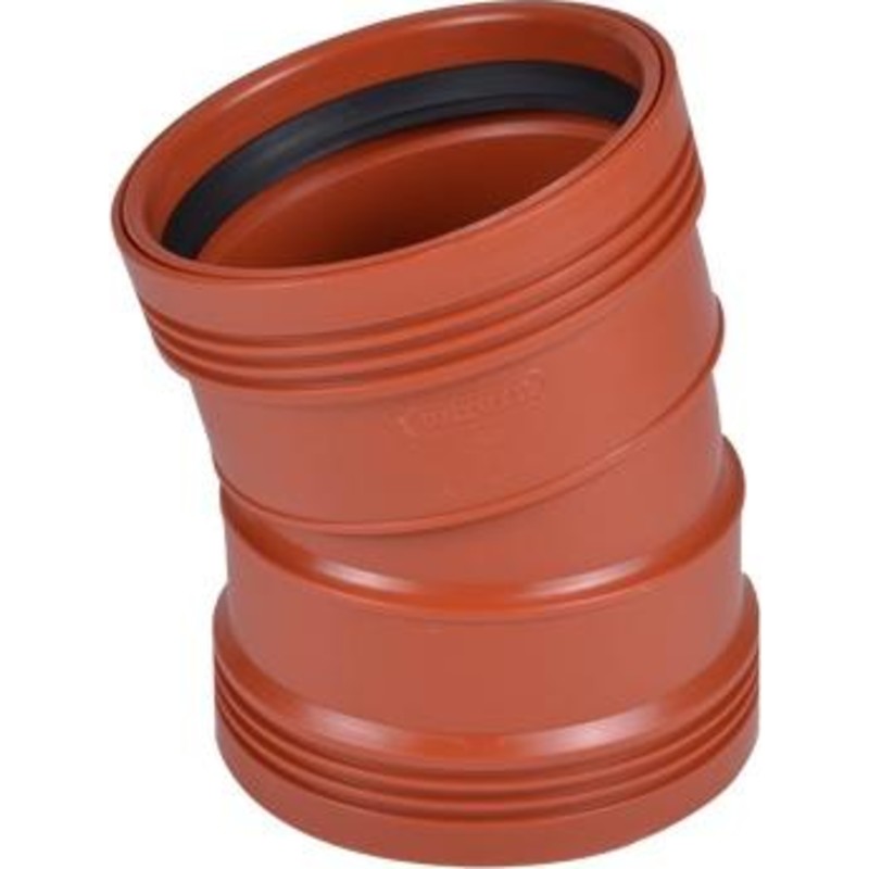 Wavin 110 mm PP markavloppsböj 15° med 2 muffar