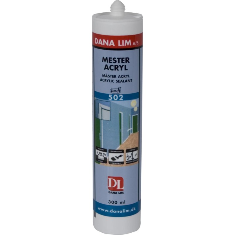 Dana Lim Mester Acryl 502 fugemasse, hvid - 290 ml patron