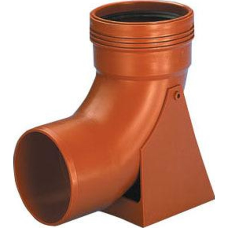 Wavin 110 mm PP markavloppsböj 88,5° med fotstöd