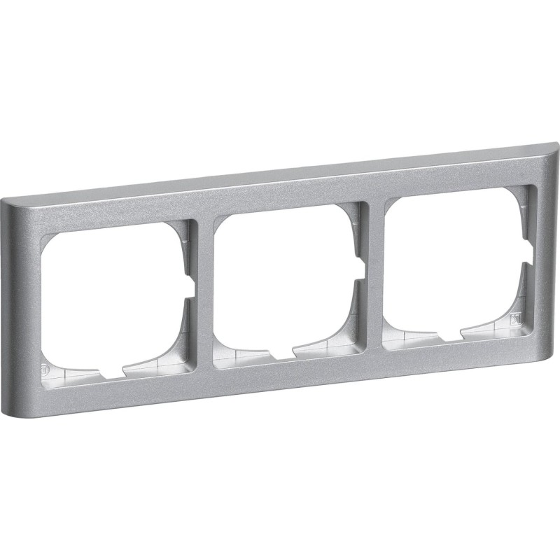 LK Fuga Softline 63 ramme, 3 modul, vandret, metallic