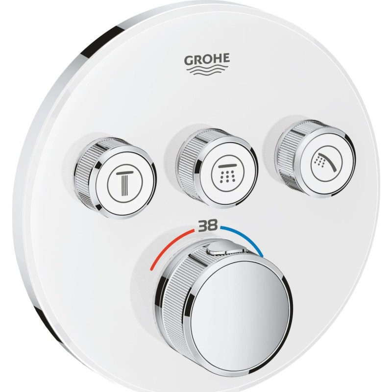 GROHE SmartControl termostatarmatur. Hvidt glas 3SC