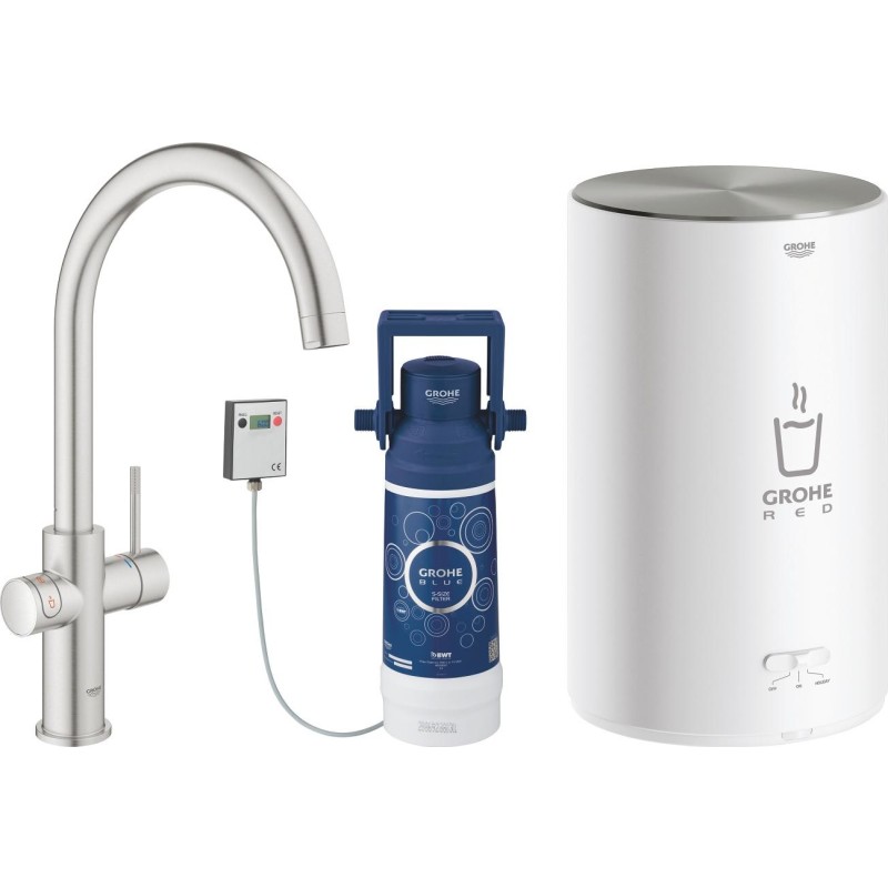 Grohe Red Duo M k&ouml;ksblandare, kokande vatten, st&aring;l