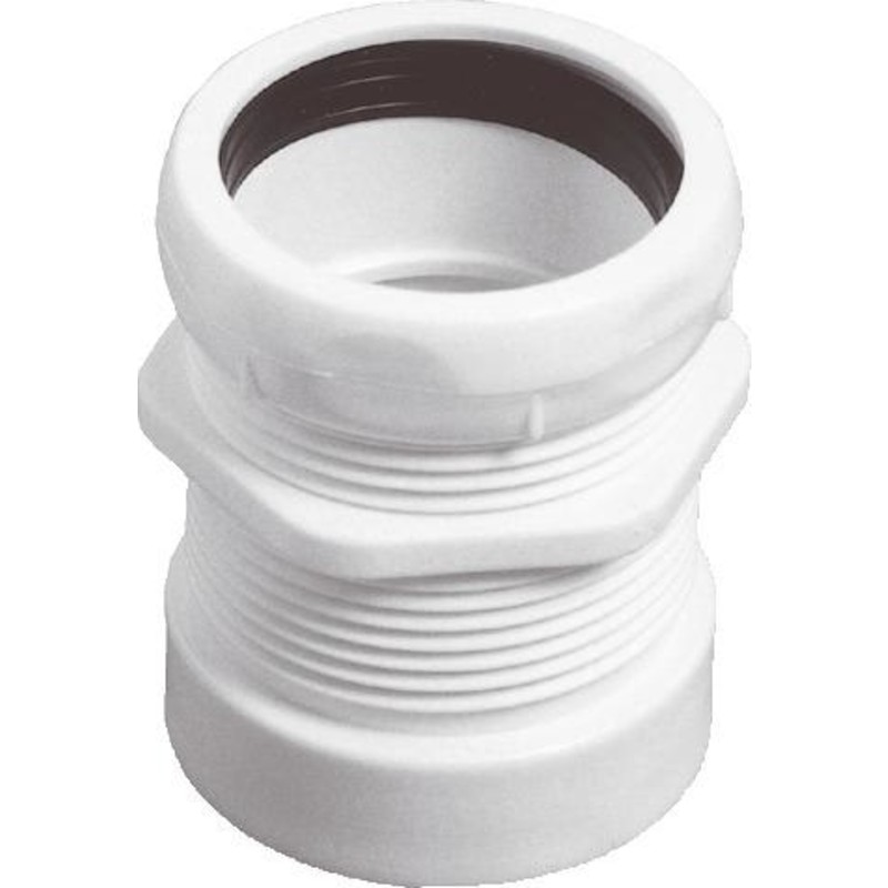 Overgang, Ø32 mm x 1 1/2", nippel, plast, hvid