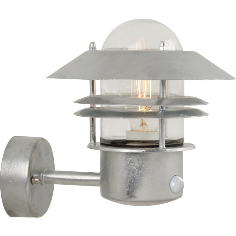 Blokhus udendrs vglampe m. sensor, E27, galvaniseret stl - Nordlux + Ekskl. lyskilde (tom)