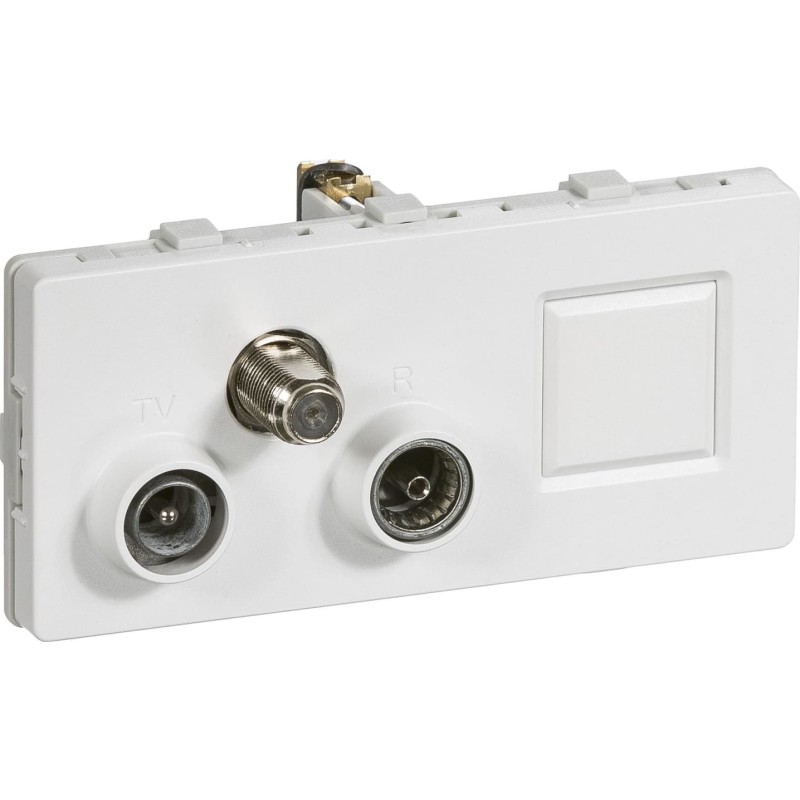 LK FUGA - Antenne/dataudtags slutdse til TV, FM radio, Satellit og Actassi RJ45 konnektor el.lign. (TD352), 2 modul, hvid