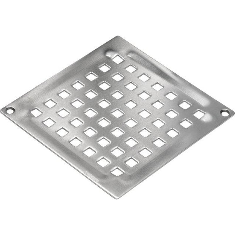 Blücher Square Vienna rist til gulvafløb med skruehuller 140x140 mm. Rustfrit stål