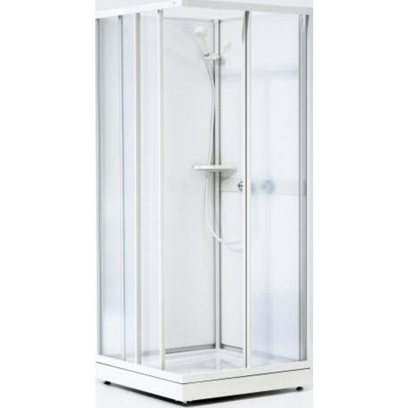 Contura Next NKH brusekabine 80x80 cm, lav model, hvidlakeret profil, mønstret styren glas