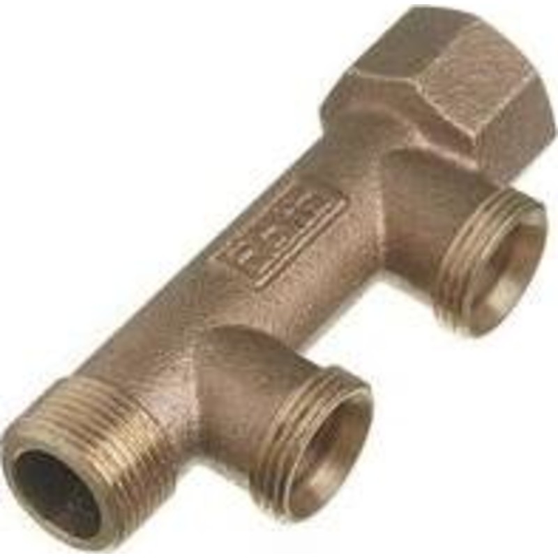 Roth rødgods fördelarrör 3/4", fast mutter, 2 förgreningar 3/4"