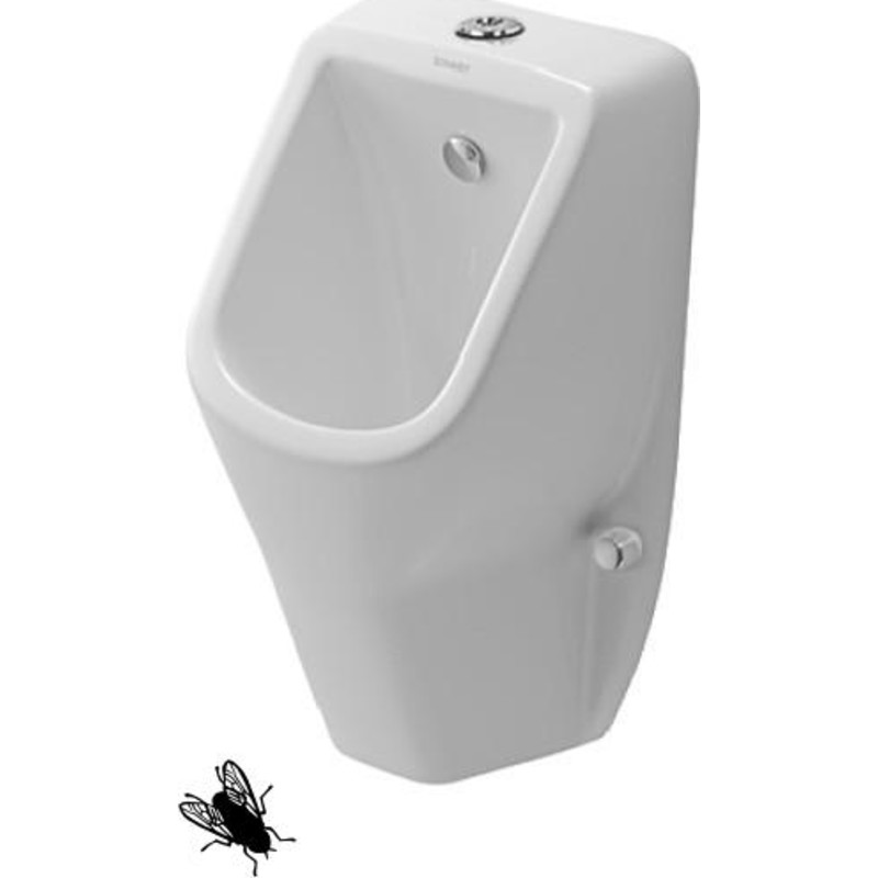 Duravit D-Code urinal med dyse tilslutning fra oven. Med flue. Åben skyllerand. Hvid
