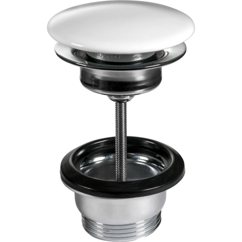NICO push-up bundventil 1 1/4" kort, med hvid porcelæn top
