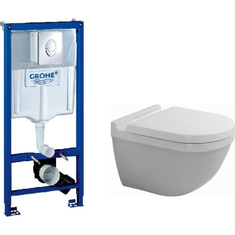 Duravit Starck 3 v&auml;ggh&auml;ngt toalettpaket, vit