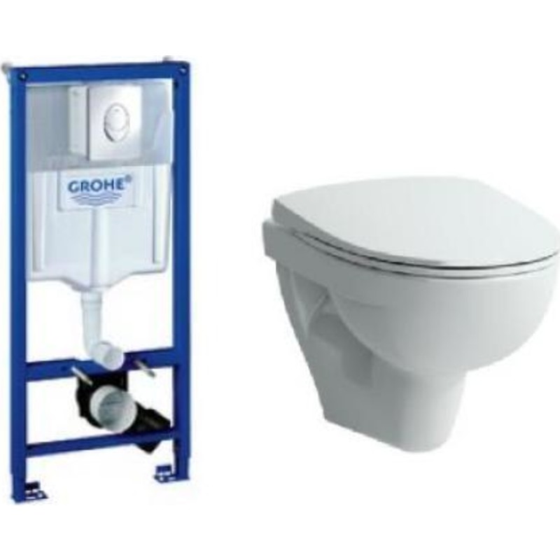 Laufen Pro-N v&auml;ggh&auml;ngt toalettpaket, vit/krom
