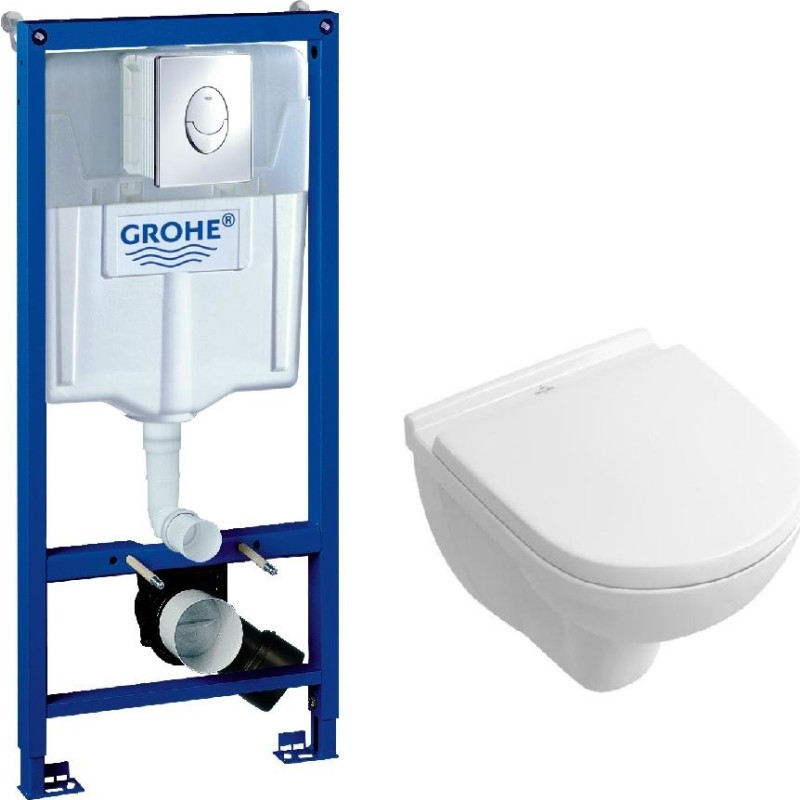 Villeroy & Boch O.Novo v&auml;gh&auml;ngt toalettpaket, vit