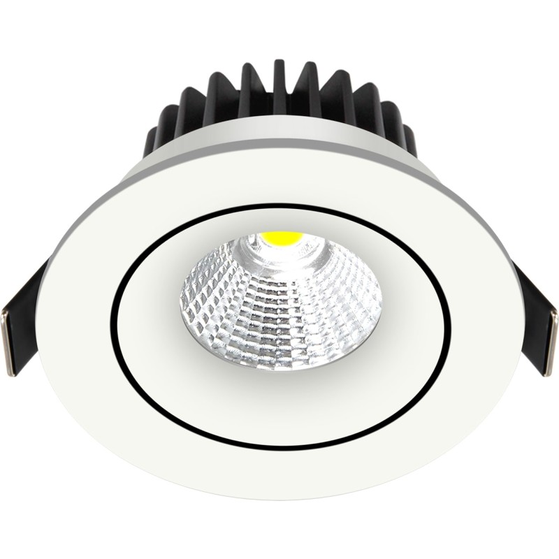 Nordtronic Velia Tilt LED indbygningsspot 230V, 30 kip, 2700K, IP44, 650lm, hvid (mat)