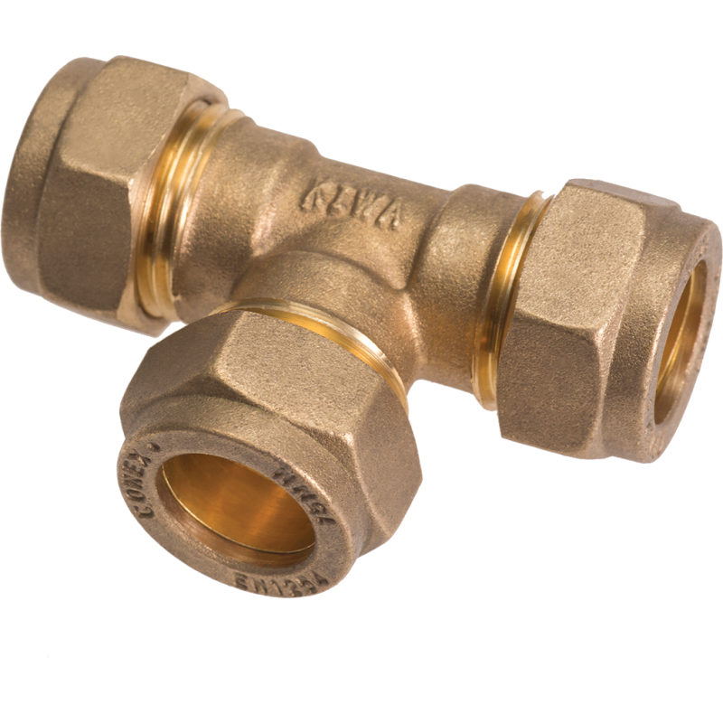 Conex 28mm kompression tee godkendt til pex og kobber