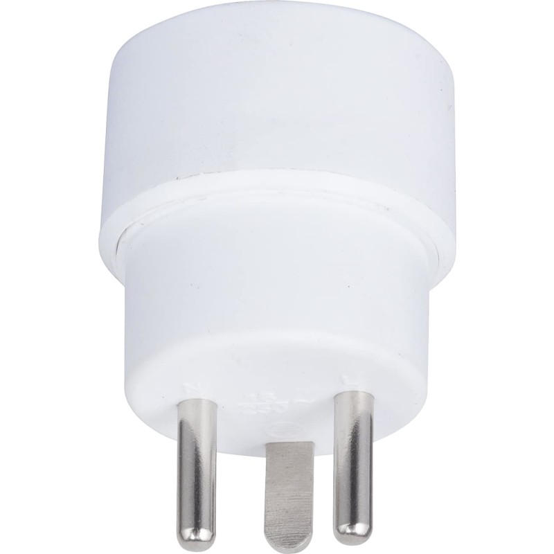 E-Line stikprop adapter, fra pind jord til DK med jord, hvid, IP20, 230V, 16A