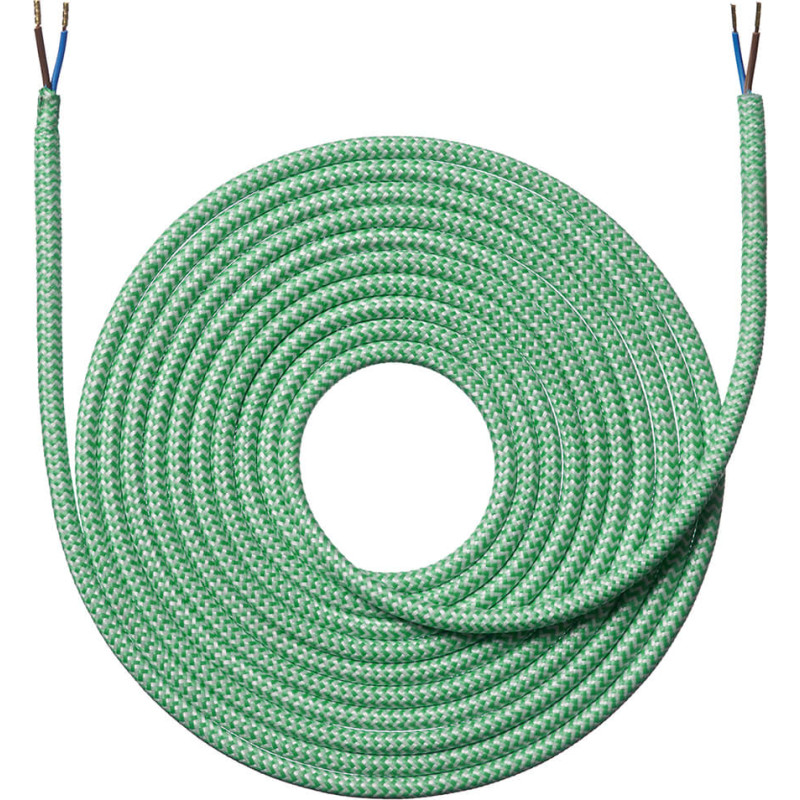Nielsen Light stofledning, 2x0,75 mm ², 4 meter, zigzag grøn