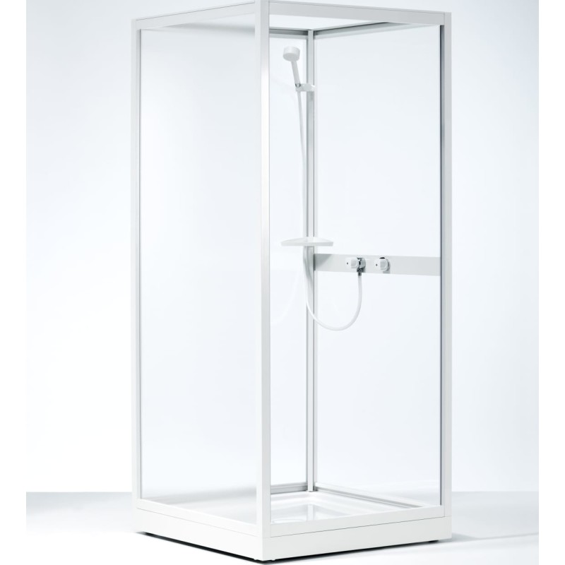 Contura Next NK duschkabin 80x80 cm, vit profil, mönstrat styren glas