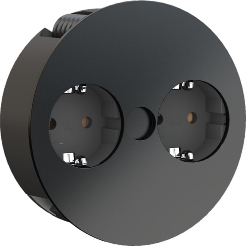 Bachmann Twist - Stikkontakt - udgangsstik: 2 - 2 m ledning - mat sort