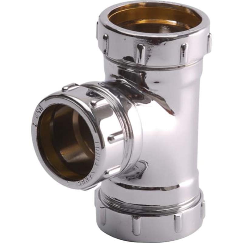 Conex 12mm komp. tee krom godkendt til pex og kobber