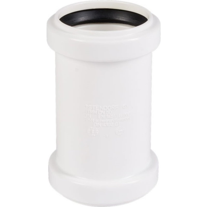 Ostendorf dubbelmuff, Ø40 mm, plast, vit