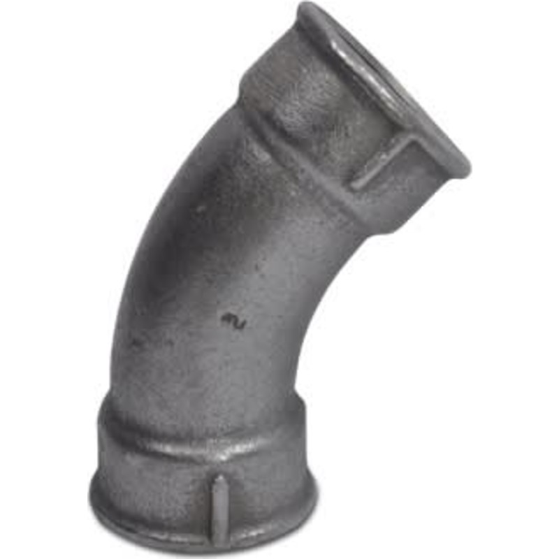 Sort bøjning, muffe/muffe 1/2" - 45°