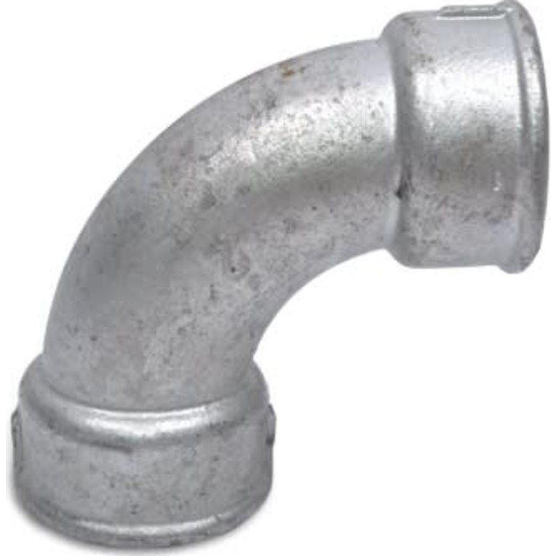 Galvaniseret bøjning, muffe/muffe 1 1/4" - kort