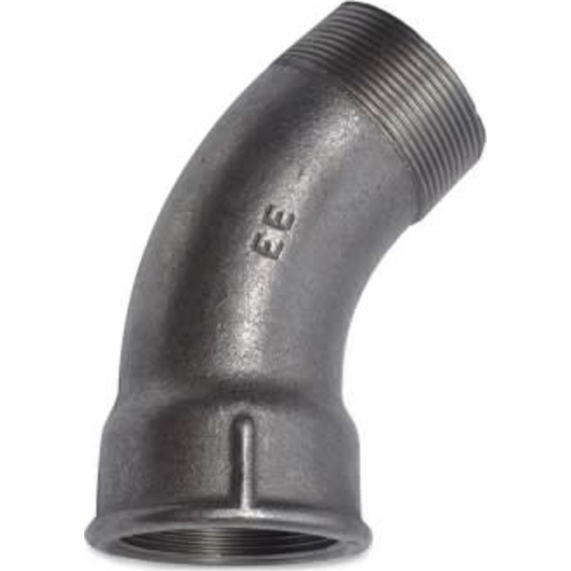 Georg Fischer lang bøjning 45° sort 1/2'' muffe-nippel