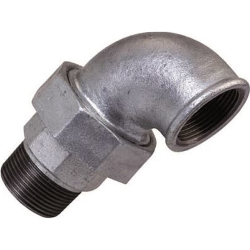 Galvaniseret vinkelunion, muffe/nippel 1"