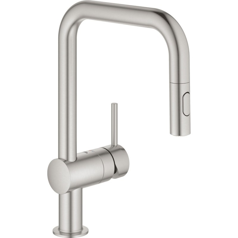Grohe Minta køkkenarmatur brus dual U-tud, med udtrækstud. Supersteel