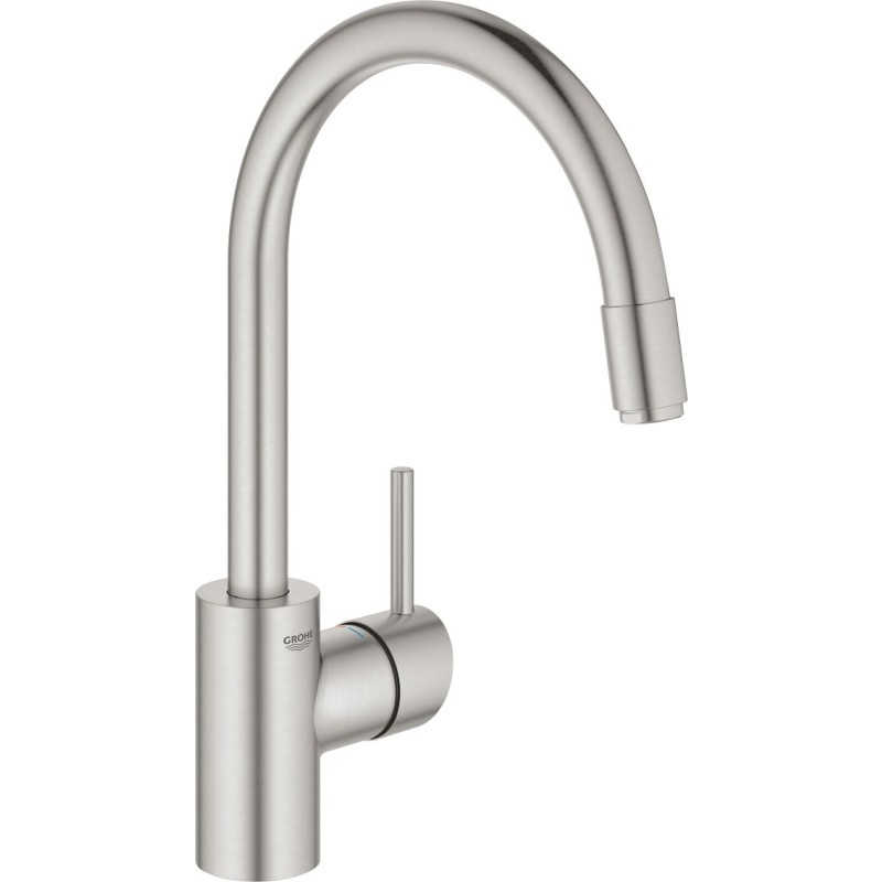 Grohe Concetto etgr køk udtr.m - etgr køkbat, C-tud, ethulsmontage, zero, supersteel 32663DC3