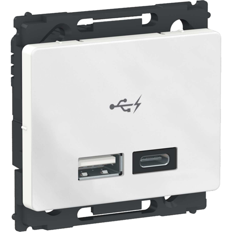 LK OPUS 66, USB-A+C dobbelt lader, 1 modul, hvid - Lauritz Knudsen
