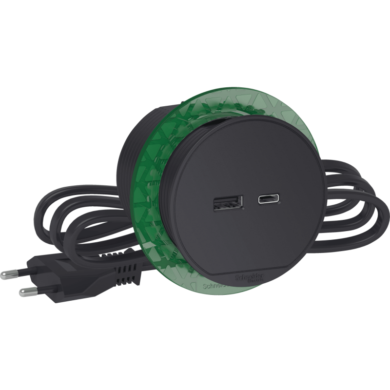 Schneider Electric Unica+ bordoplader med USB-A+C, koksgrå