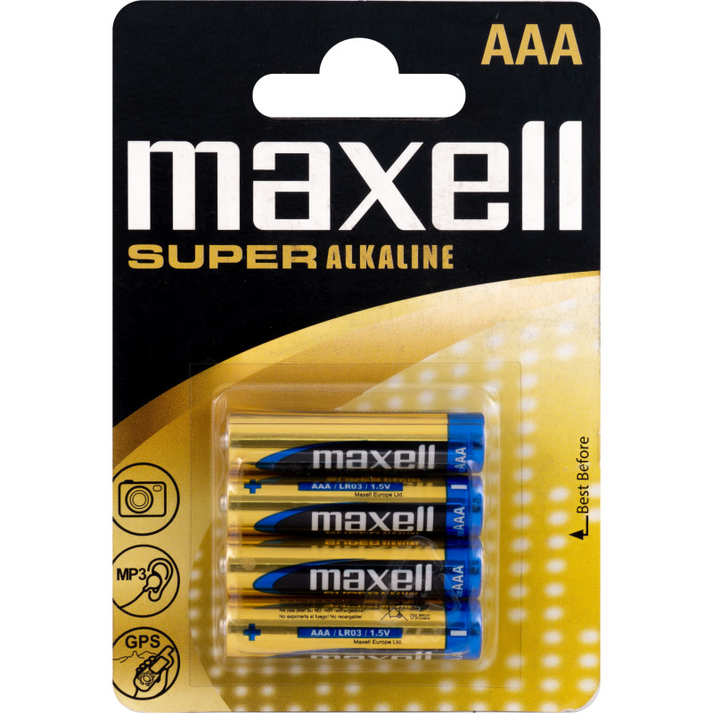 Maxell AAA alkaliska premium batterier, 4 pack