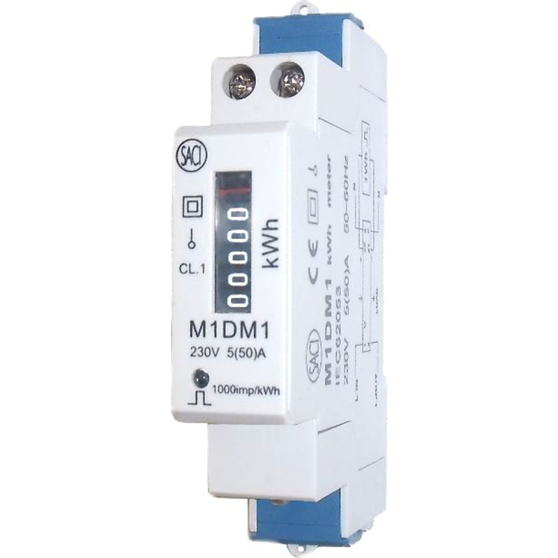 KWH måler 1-faset mekanisk 5(50)A, 1 modul, S0-snitflade, M1DM1