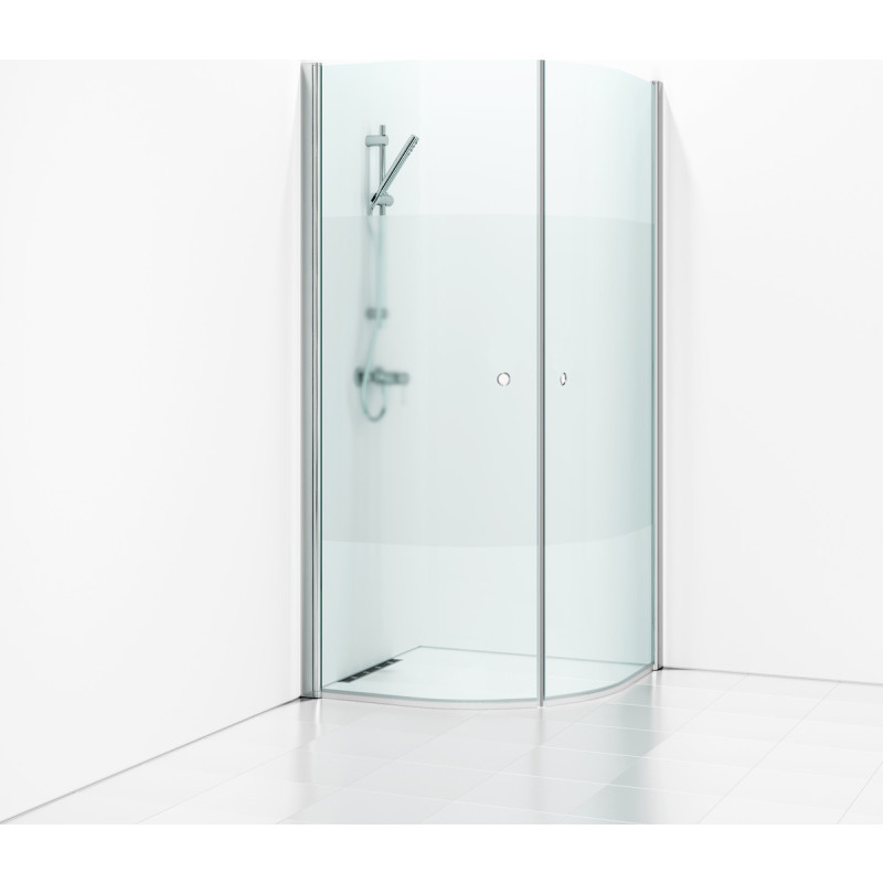 Svedbergs Skoga duschhörn, 89x89 cm, frostat glas, blank aluminium profil