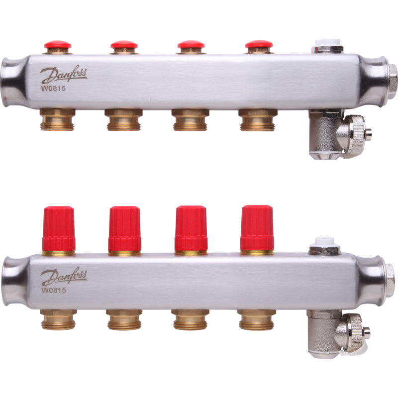 Danfoss SSM 1" gulvvarme fordelerrør, 4 kredse