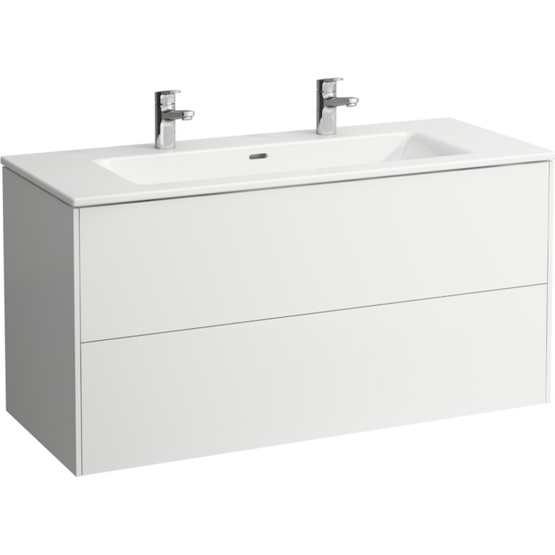 Laufen base møbel pakke 120 mm. Med Pro s slim håndvask med 2 hanehuller. Mat hvid