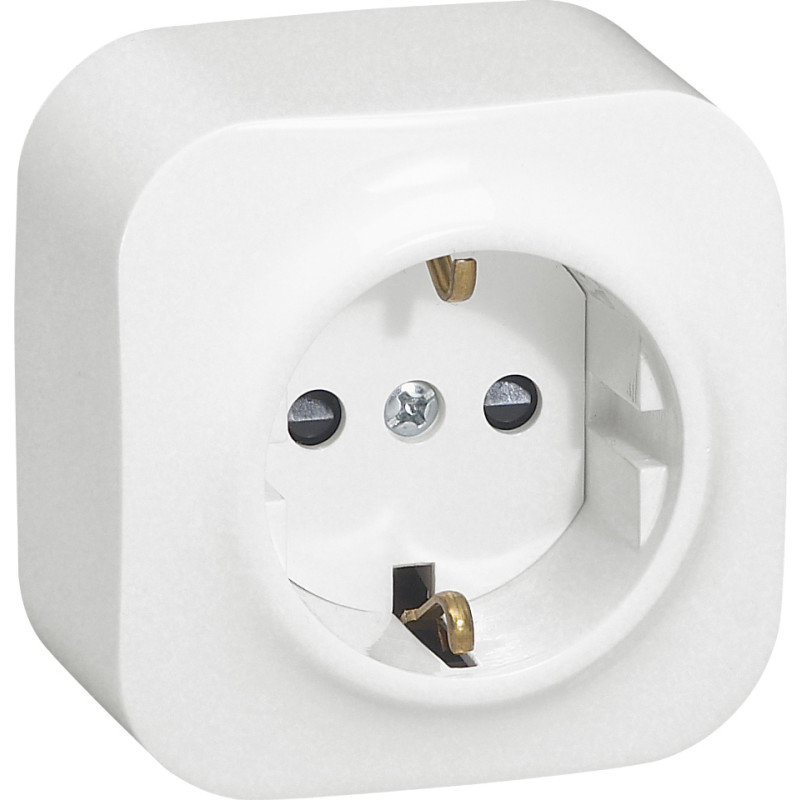 Schuko stikkontakt, hvid, 16A, inkl. underlag - Forix Legrand