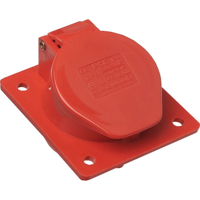 PCE CEE flangeudtag 16A 5p - 6h, IP44/IP54, 80x97 mm, Skrå