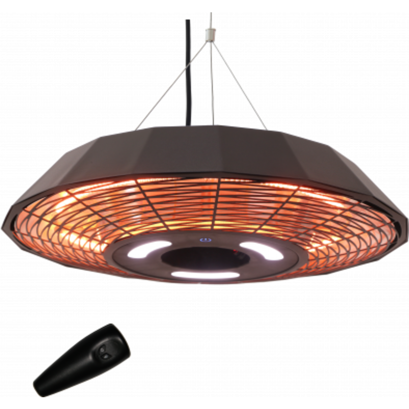 Terrassevarmer - Hortus UFO hængemodel 2000 Watt med fjernbetjening