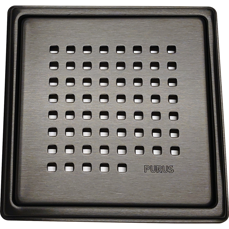Purus Square Chess afløbsrist, rist og ramme, 161x161 mm, mat sort