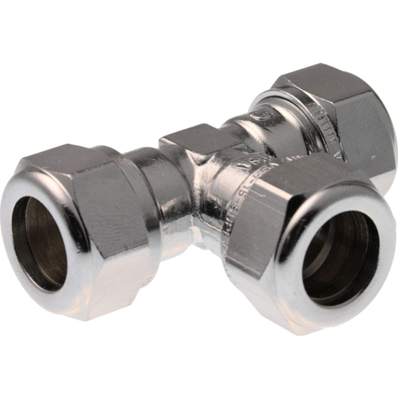 VSH super D1420F T- koppling, 15 x 15 x 15 mm, förkromad, mässing
