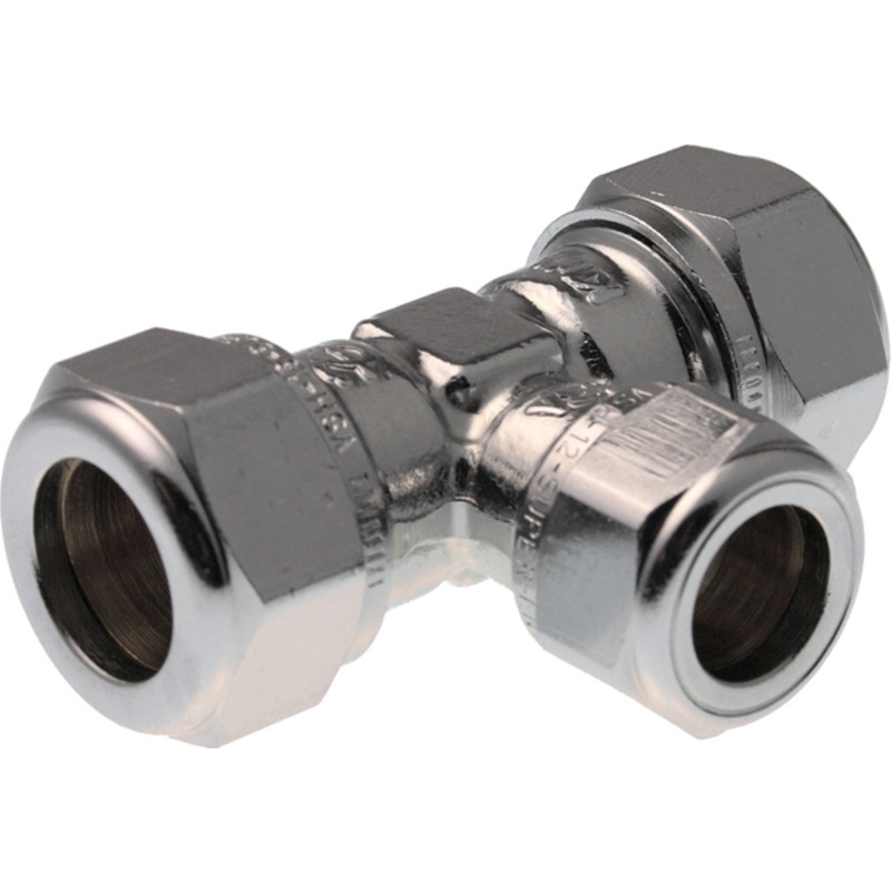 VSH super D1421F T- koppling, 15 x 12 x 12 mm, förkromad, mässing